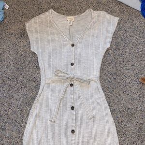 Long Striped Dress w/ Middle Slit